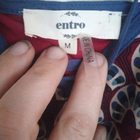 Entro Mod Print Tunic Top‎ / Mini Dress Long Sleeve W/ Pockets Size Medium - Picture 10 of 10